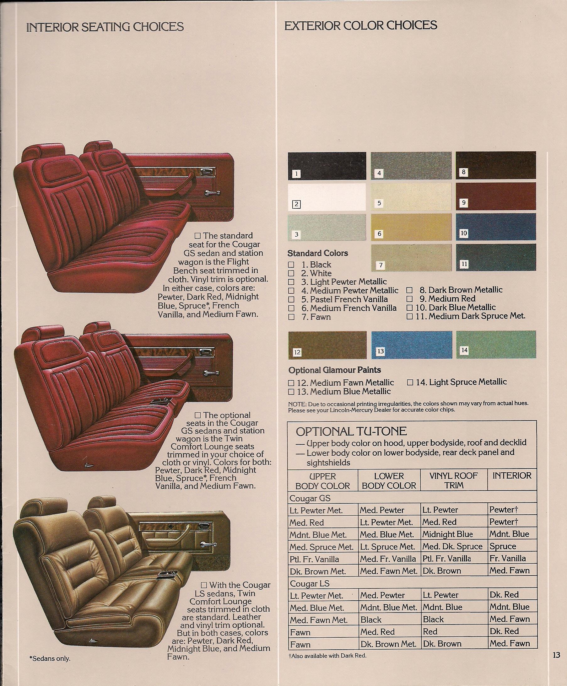 1982 Mercury Cougar Brochure Page 13